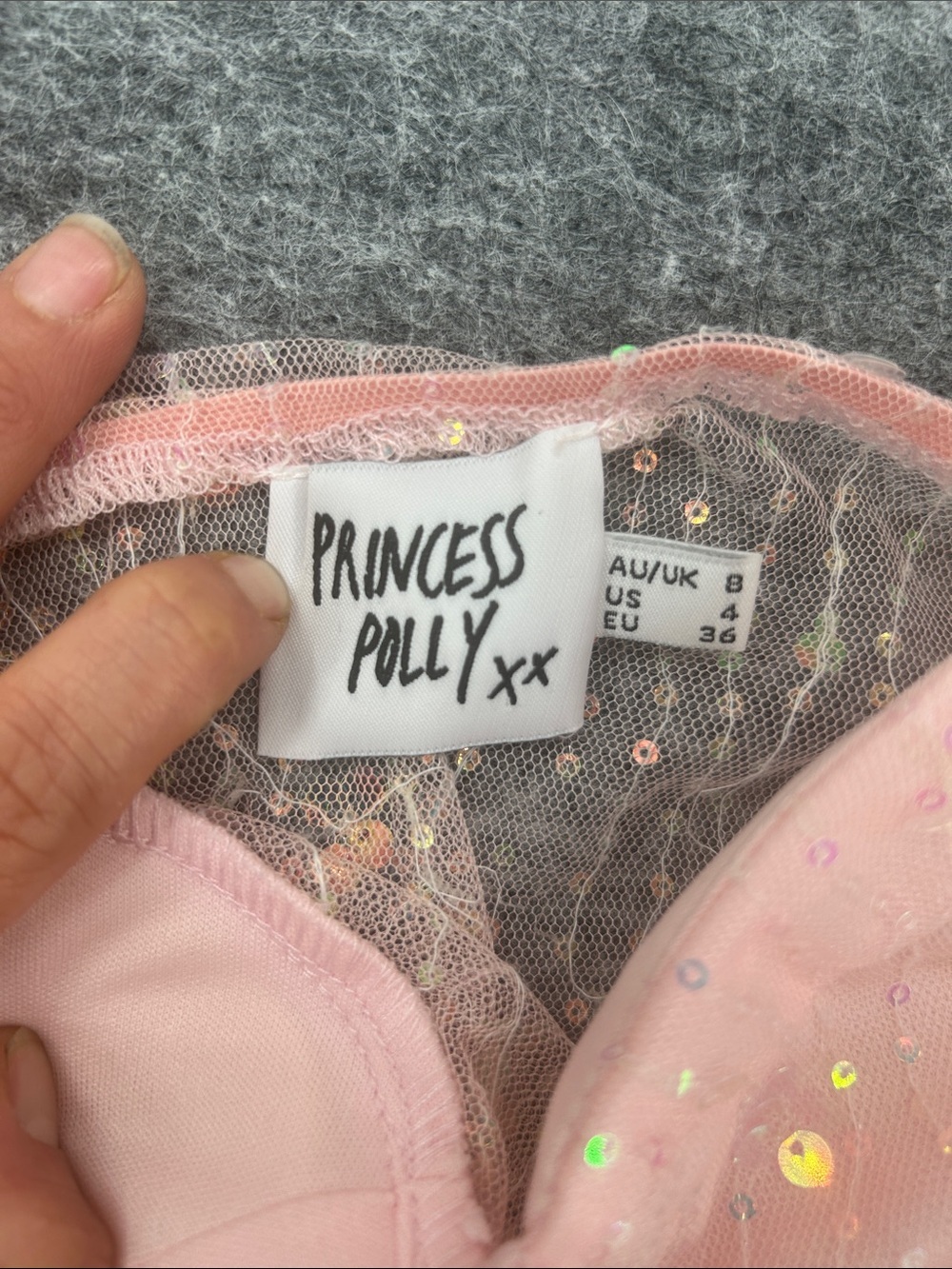 Princess Polly Pink Sequin Breanna Crop Mesh Size 4 - Picture 2 of 9
